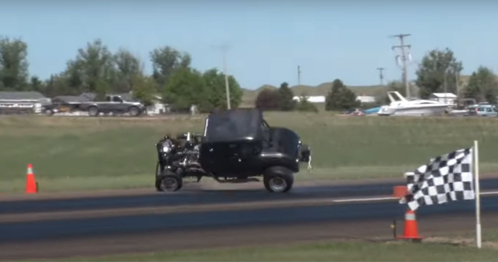 Driver Survives Rollover In SoupedUp Model A During Drag Race