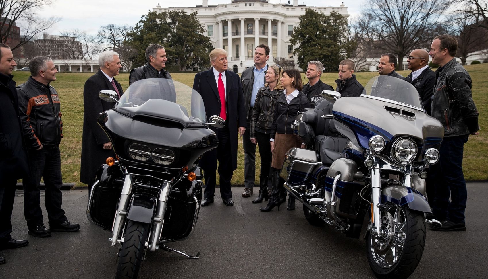 Trump Harley Davidson in Front of Whitehouse