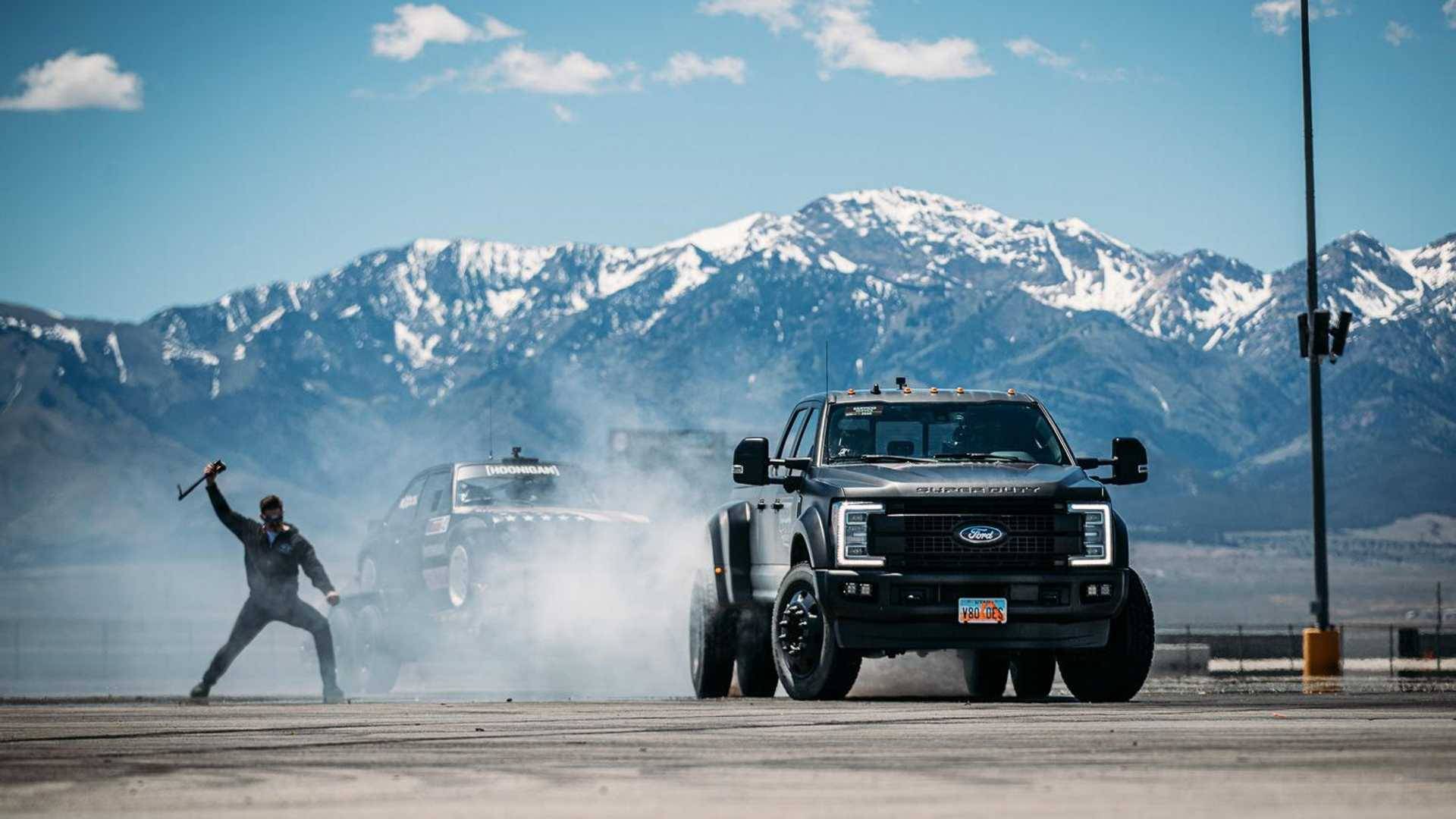 Ken Block Drifts His Ford F 450 Super Duty Dually