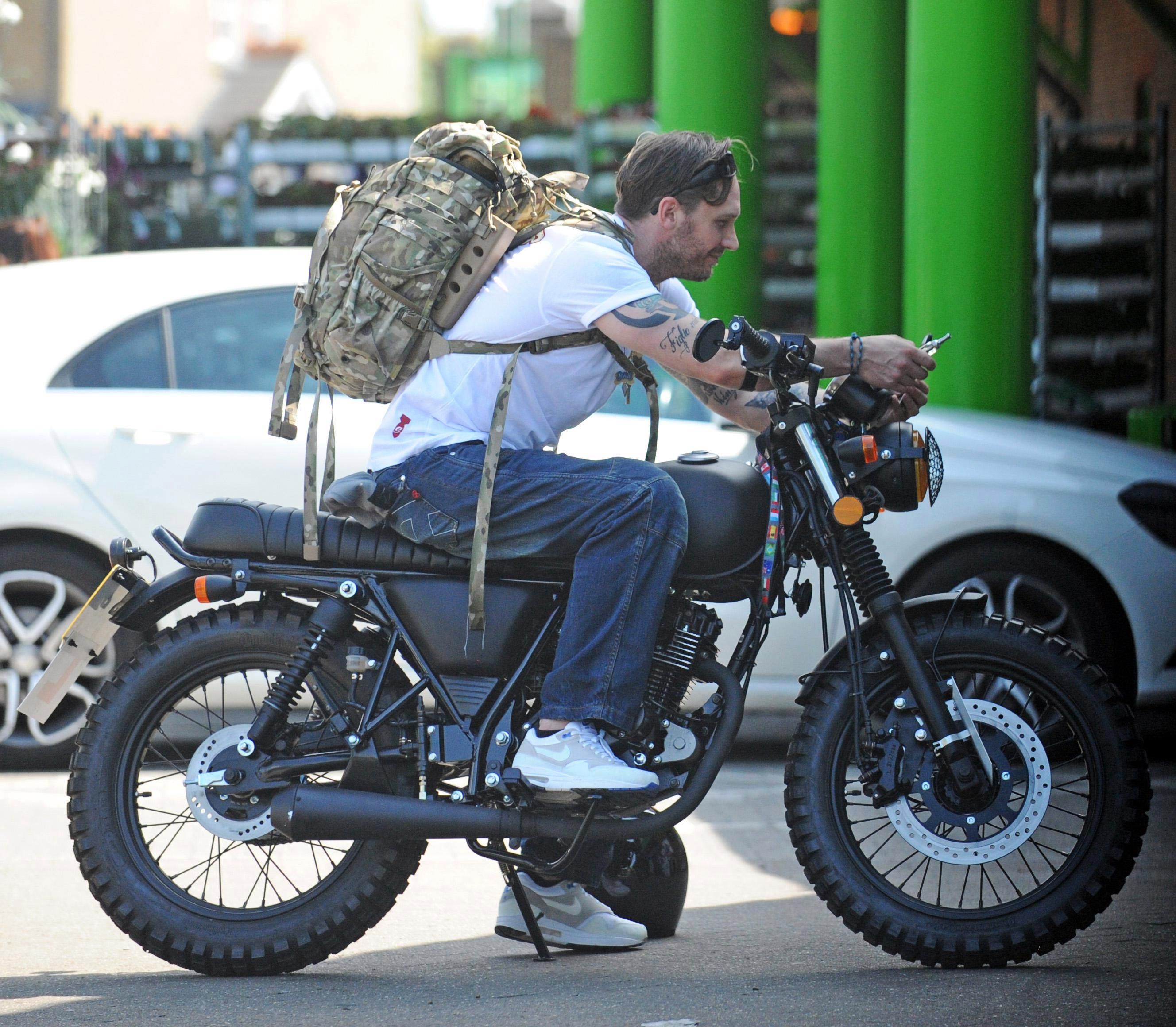 tom hardy on a motorcycle