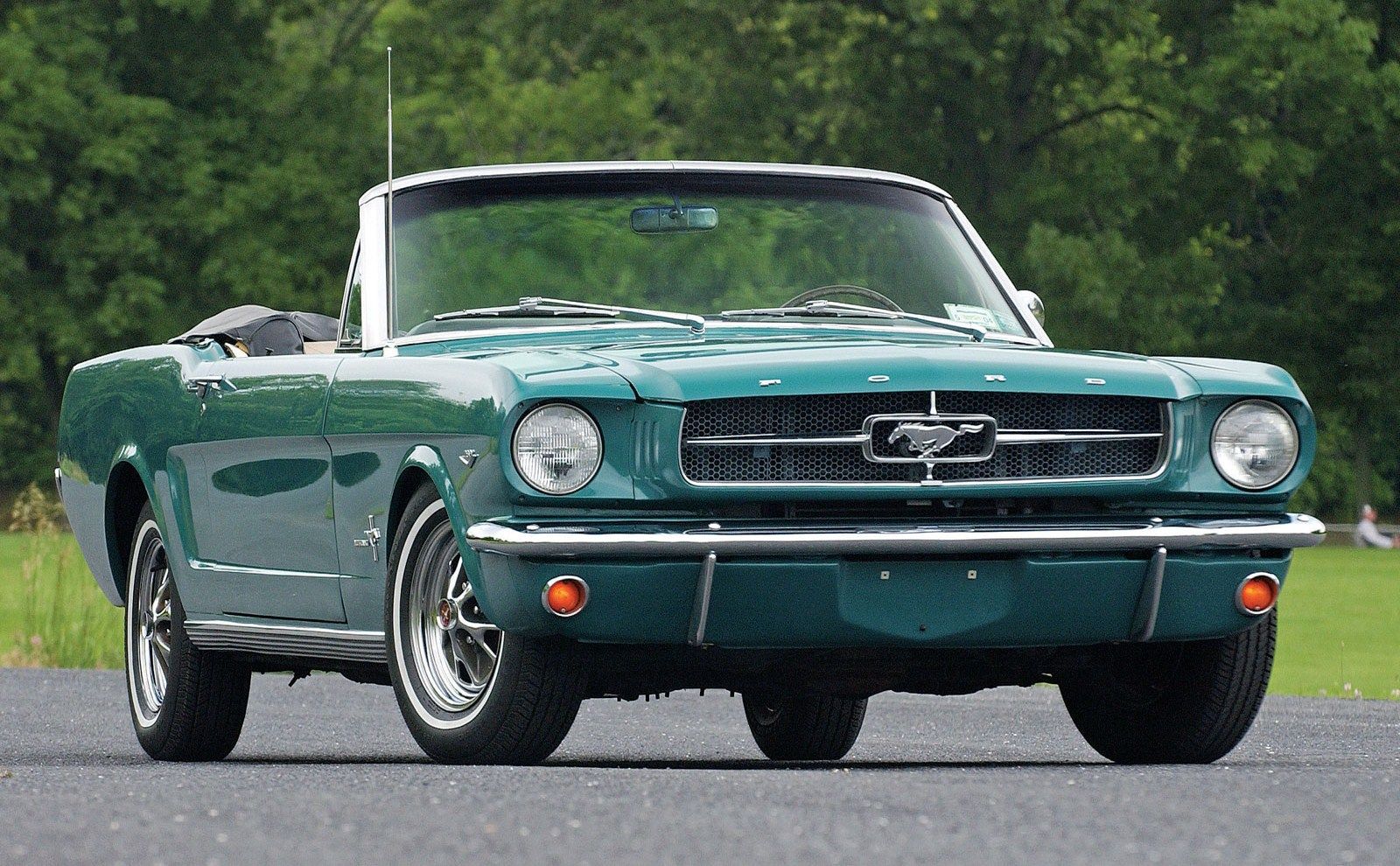 green Mustang in forest