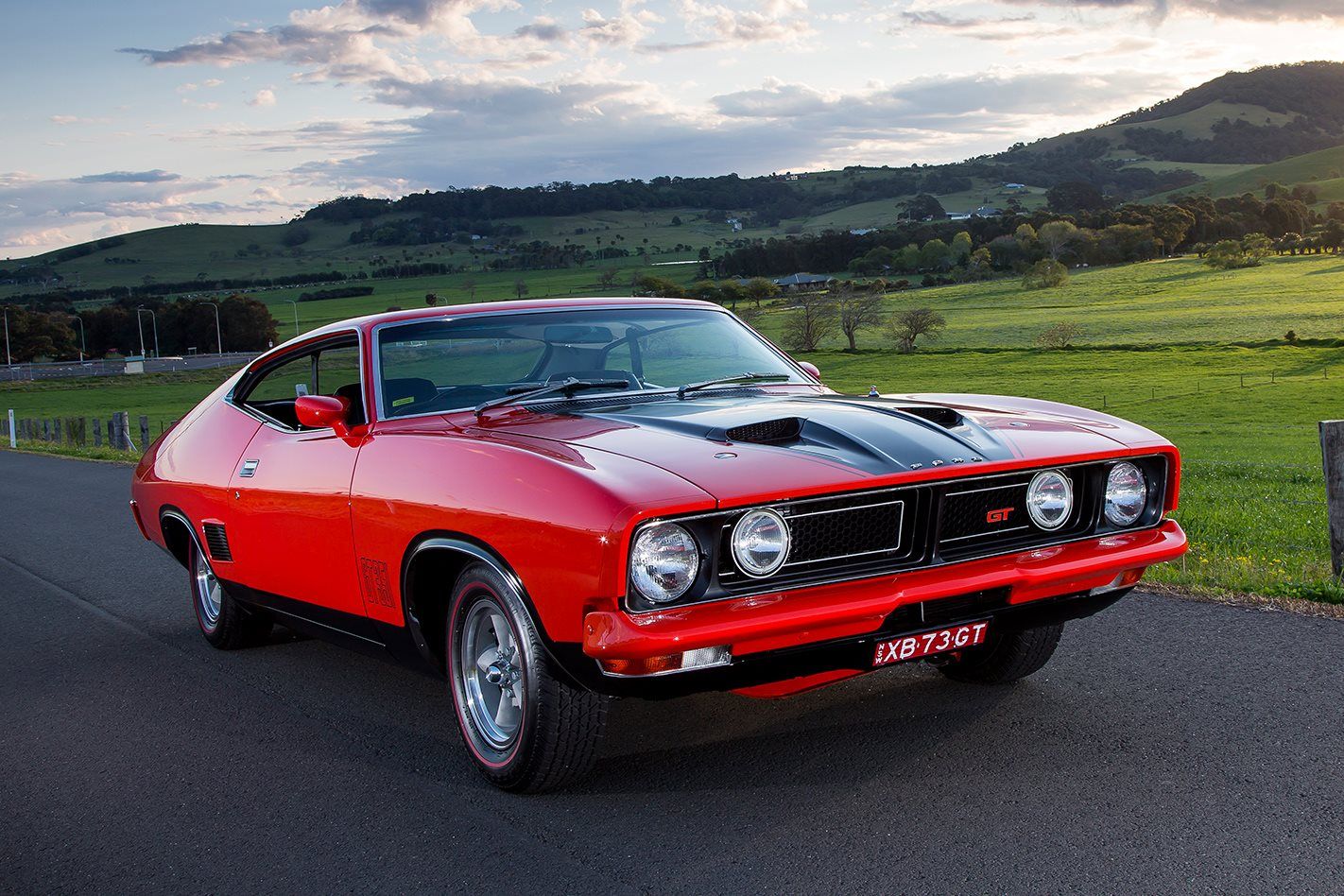 red 1973 Ford Falcon XB GT on the highway