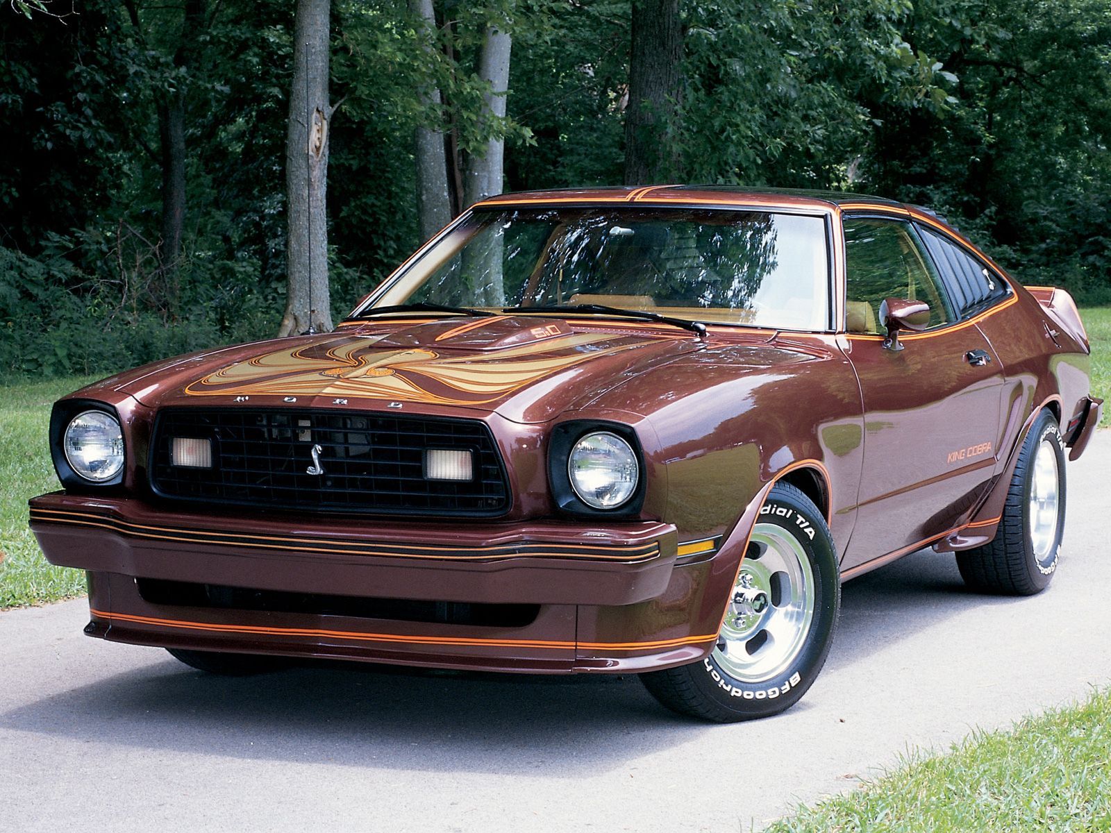 Chestnut Dark Brown 1978 Ford Mustang II King Cobra on a driveway
