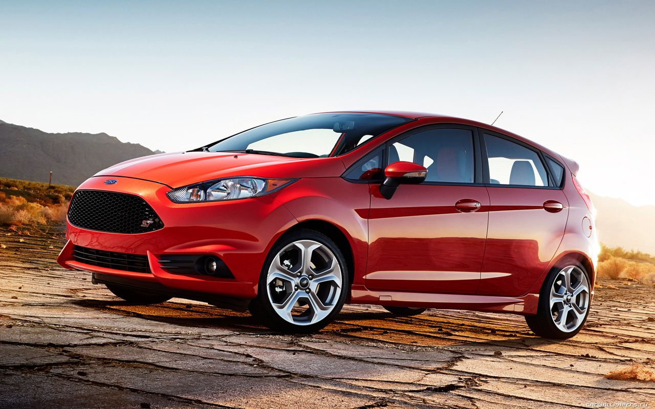 Race Red 2014 Ford Fiesta in the desert 