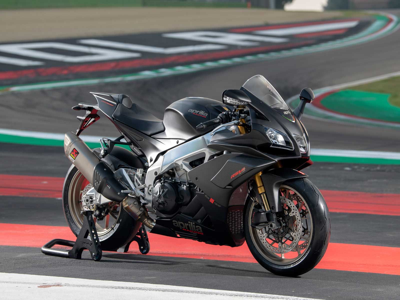 2020 Aprilia RSV4 1100 Factory parked at the racing track
