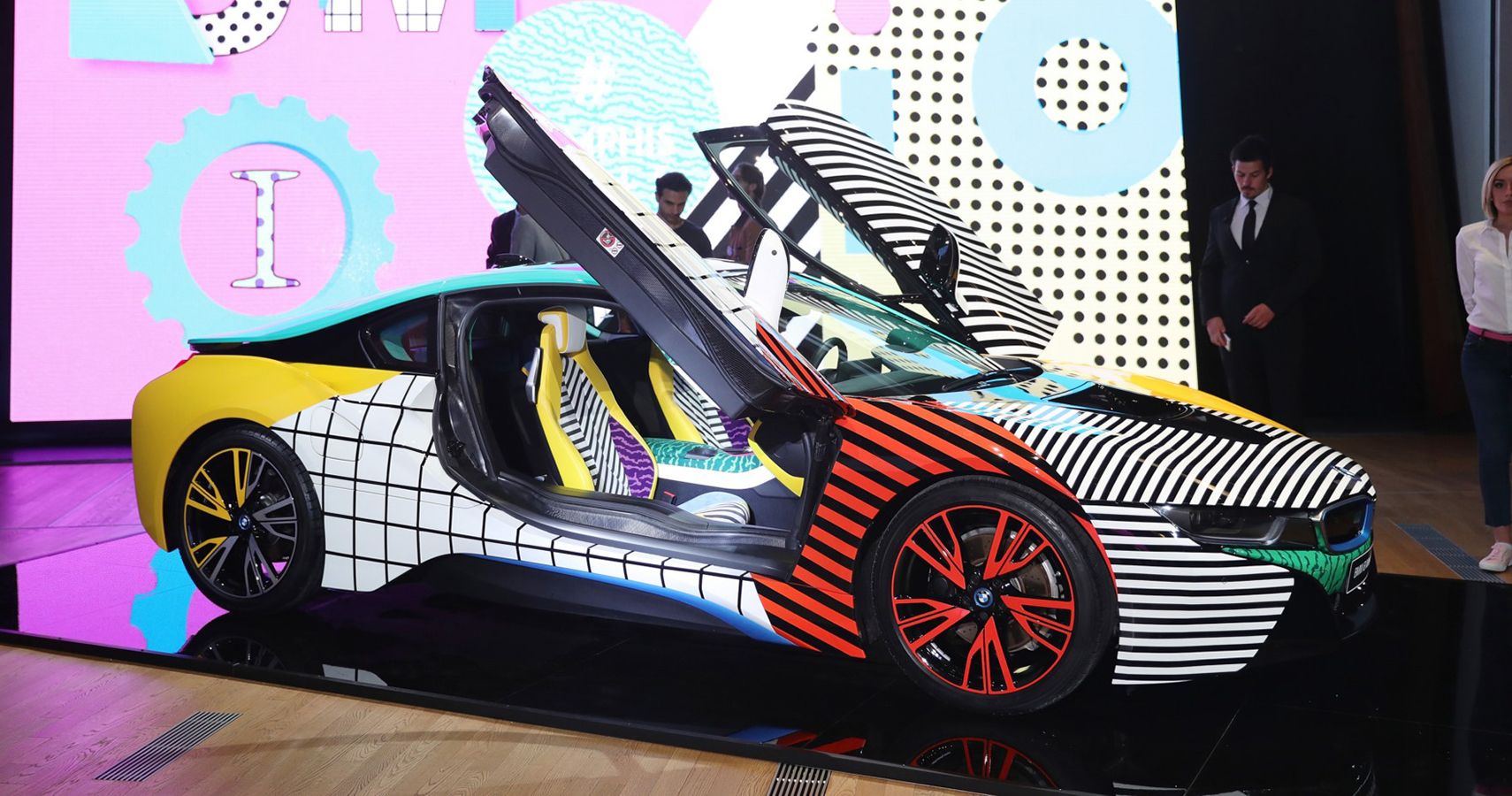 BMW i8 Memphis Style: Colorful Caricature