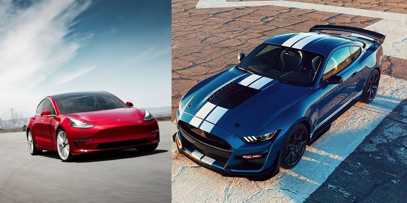 Tesla Model 3 and Mustang
