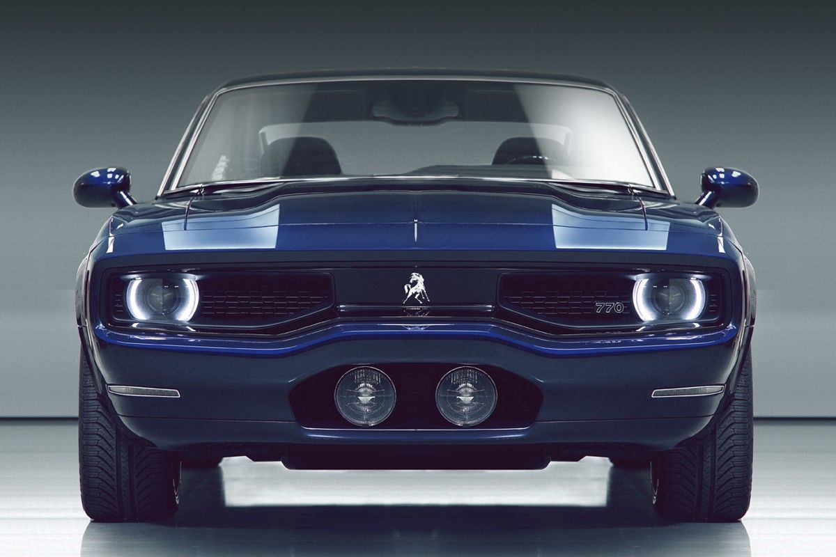 Front view of a blue Equus Bass 770