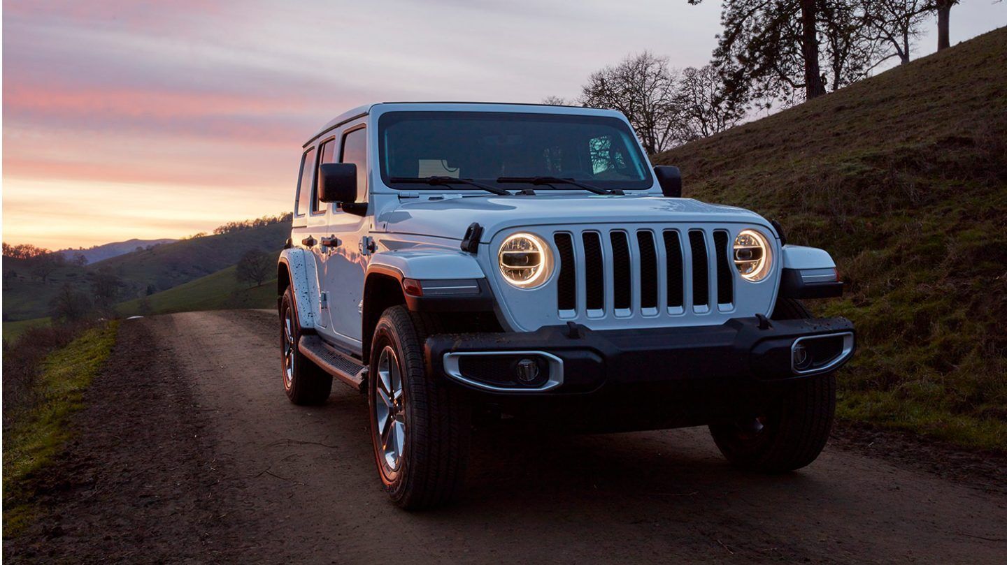 2020 Jeep Wrangler on the road at dusk