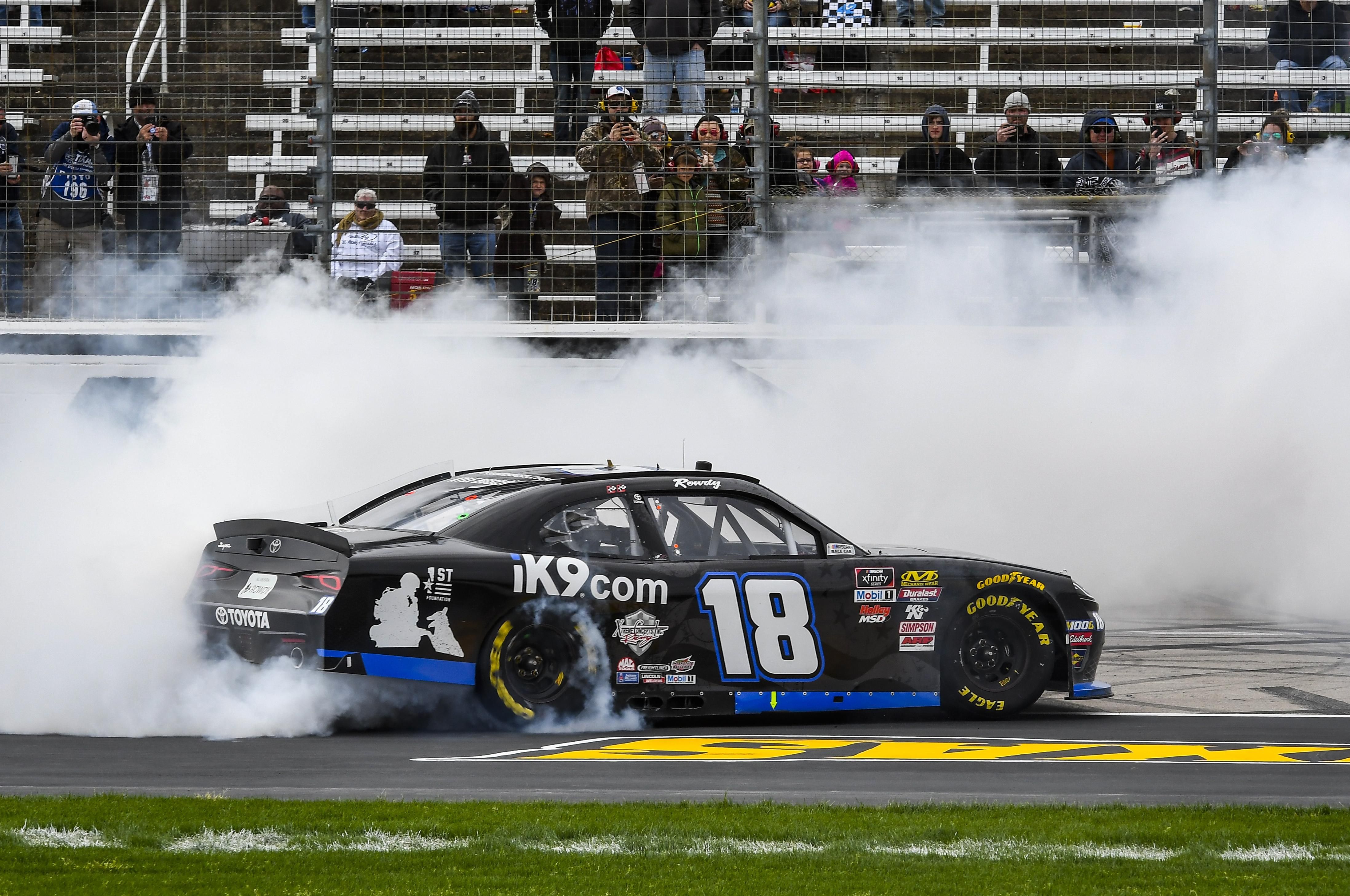 Kyle Busch Burnout in his Toyota NASCAR vehicle