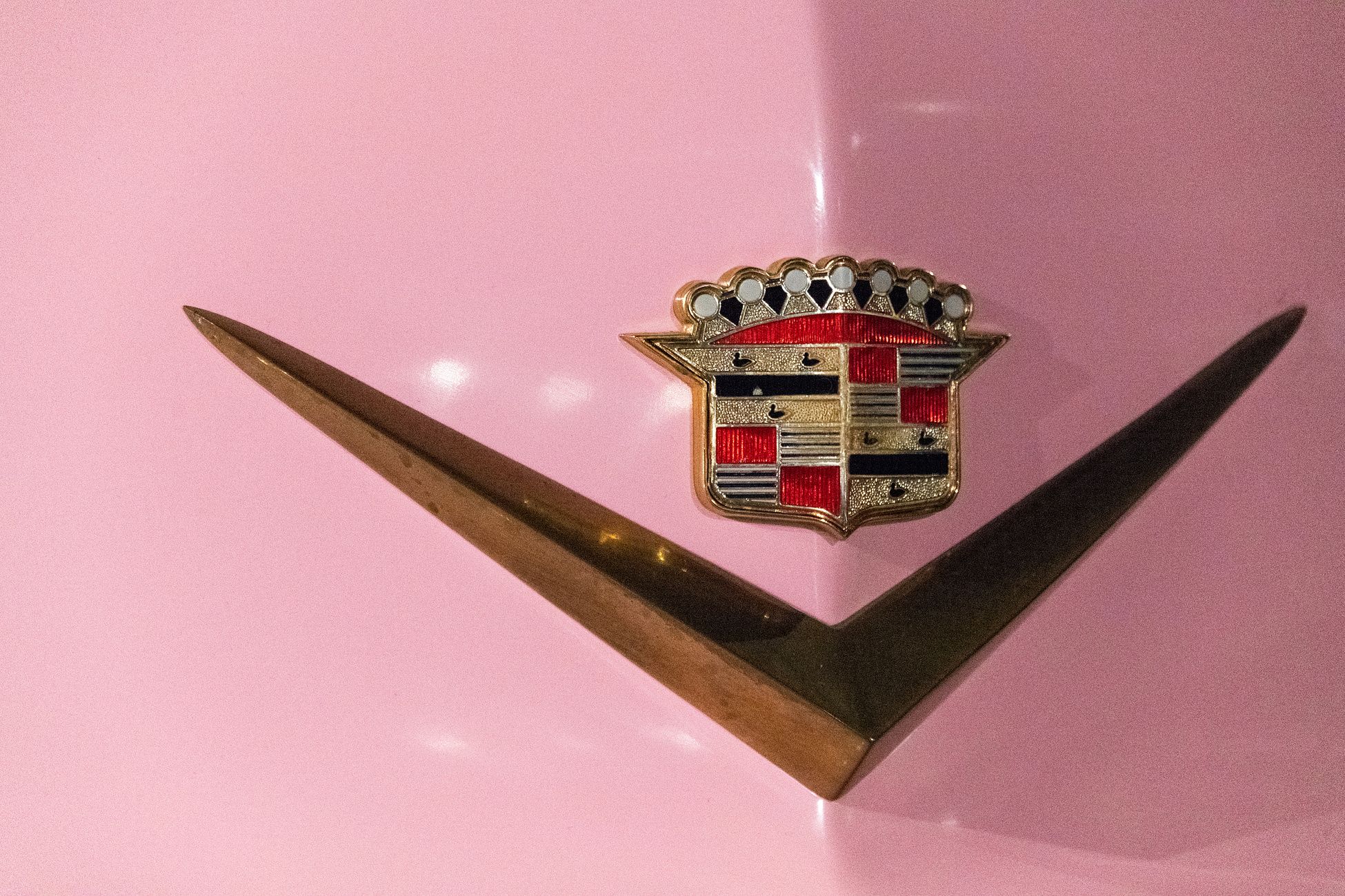 Pink 1955 Cadillac Fleatwood Hood Medallion