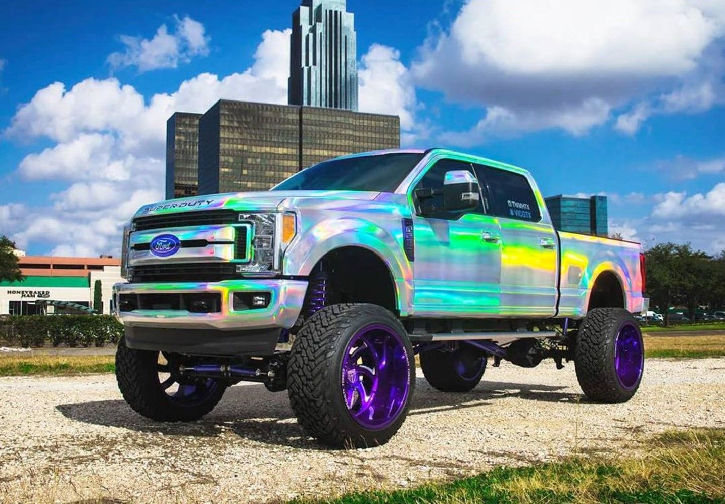 Ford super duty wrapped with chrome