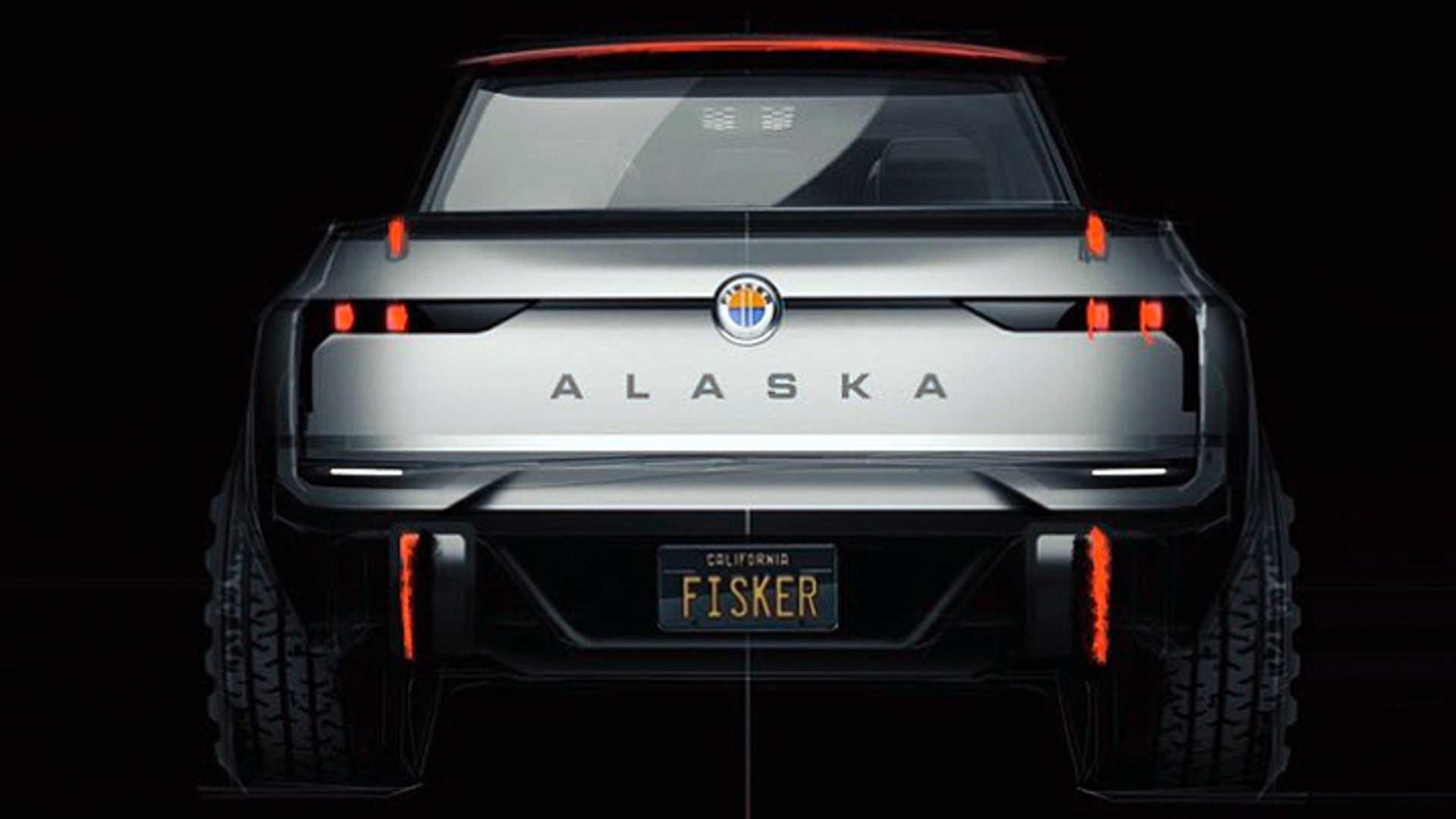 The rear profile of the Fisker Alaska Truck, visualised