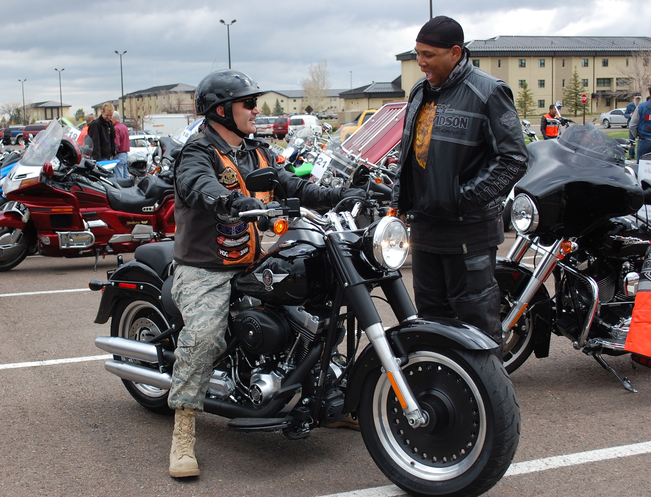 Two Harley Riders Chatting