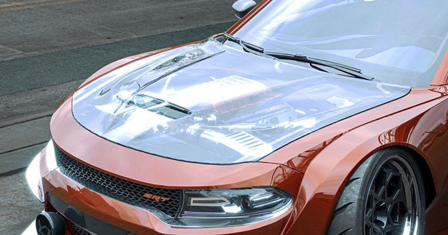 Dodge SRT Charger Hellcat transparent hood