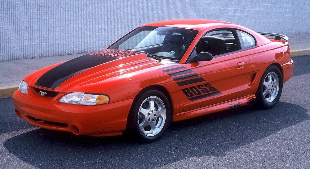 The rio red 1994 Ford Mustang SVT Boss 10.0L showing off