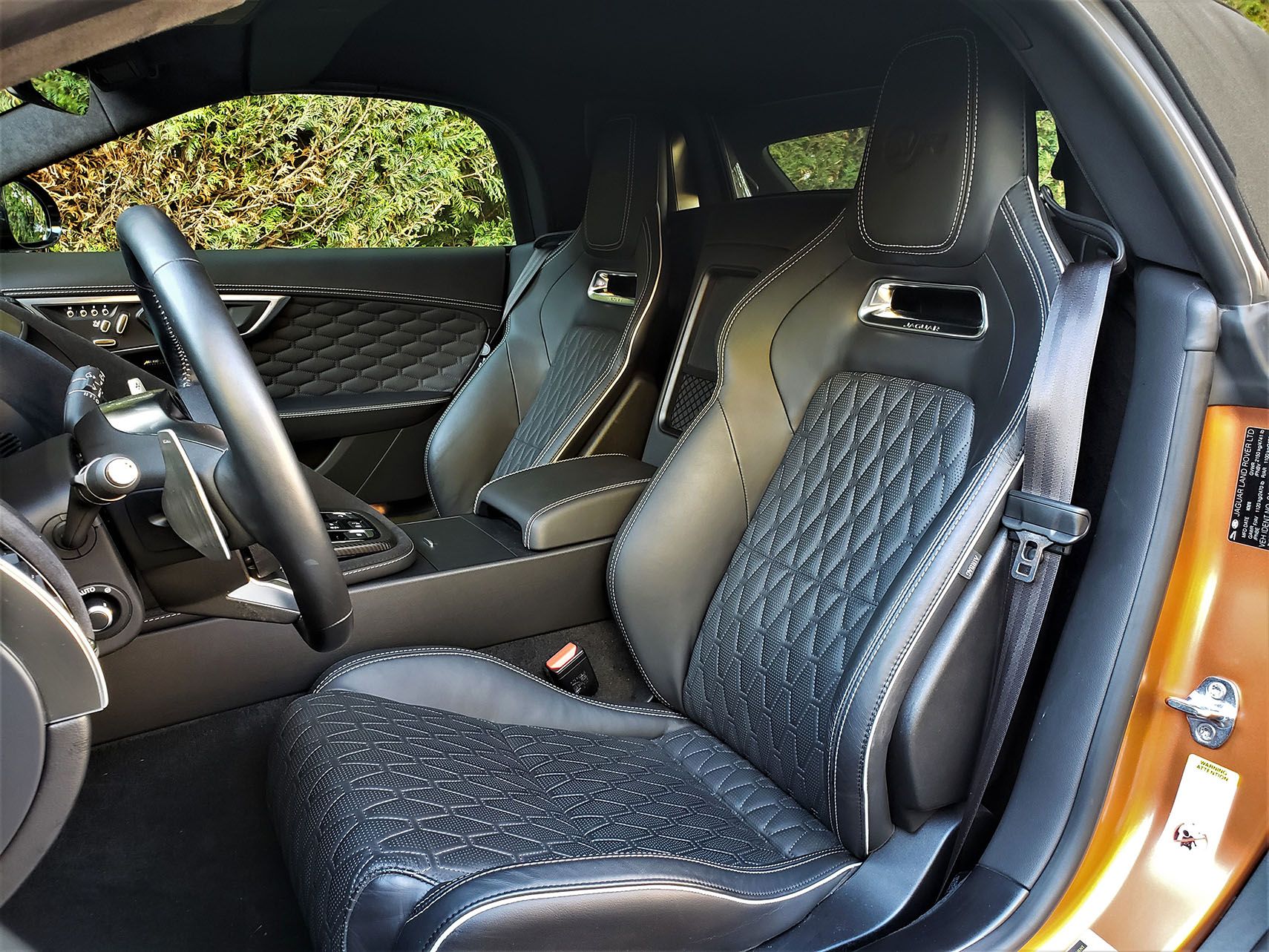 Jaguar's leatherwork is superb, and the F-Type SVR's seats wonderfully comfortable and supportive.