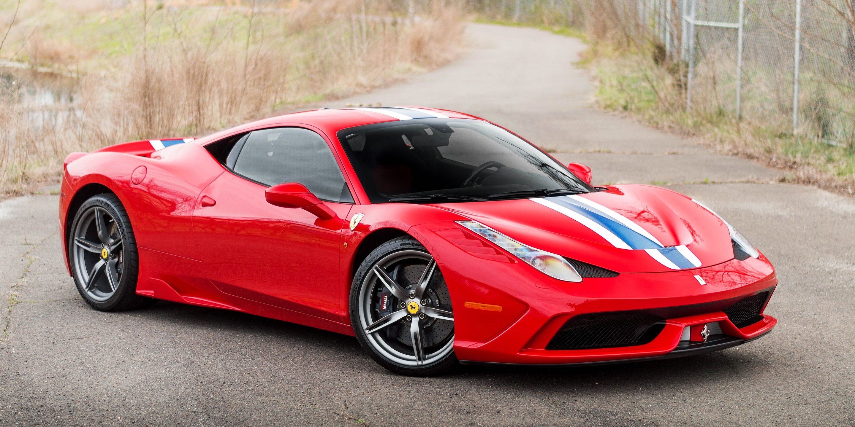 red ferrari cart stripe blue white