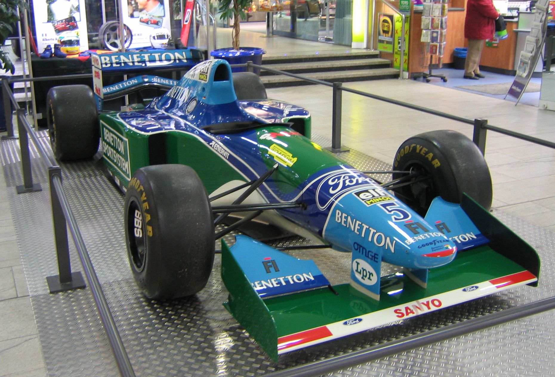 The 1994 Benetton F1 car on display