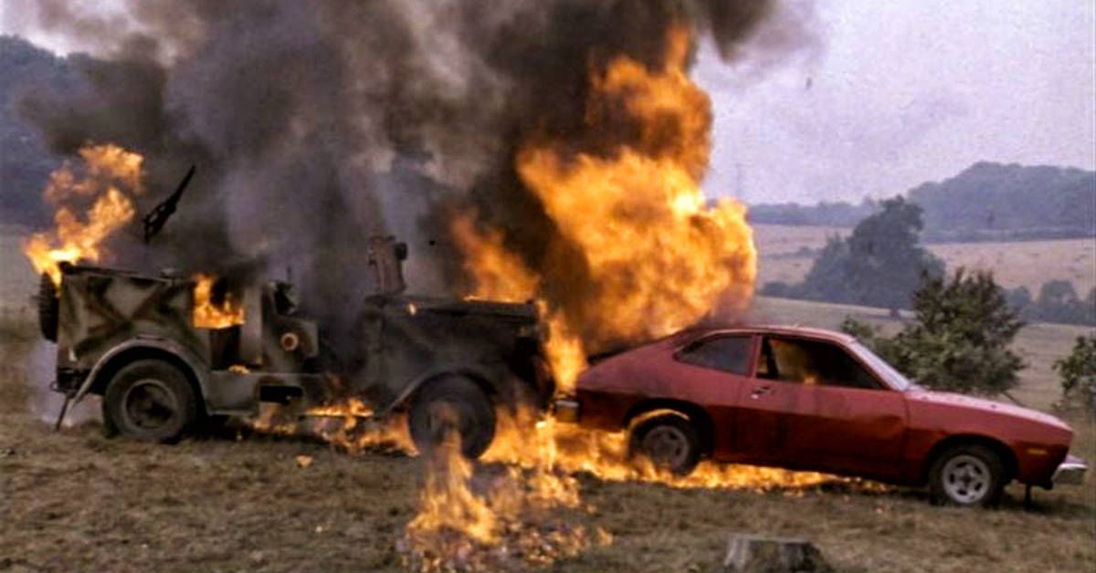 Ford Pinto on fire