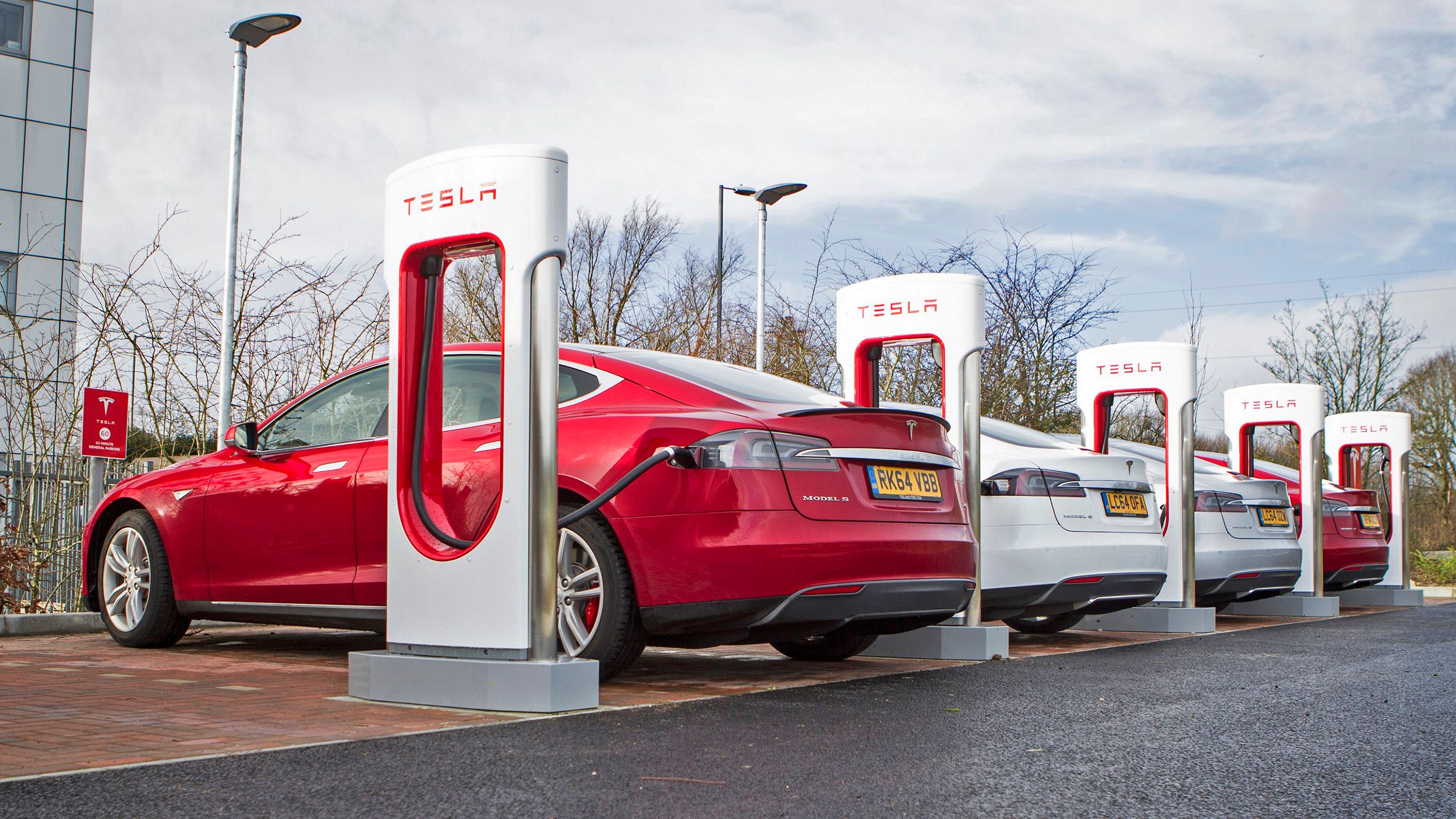 Tesla electric car recharging station
