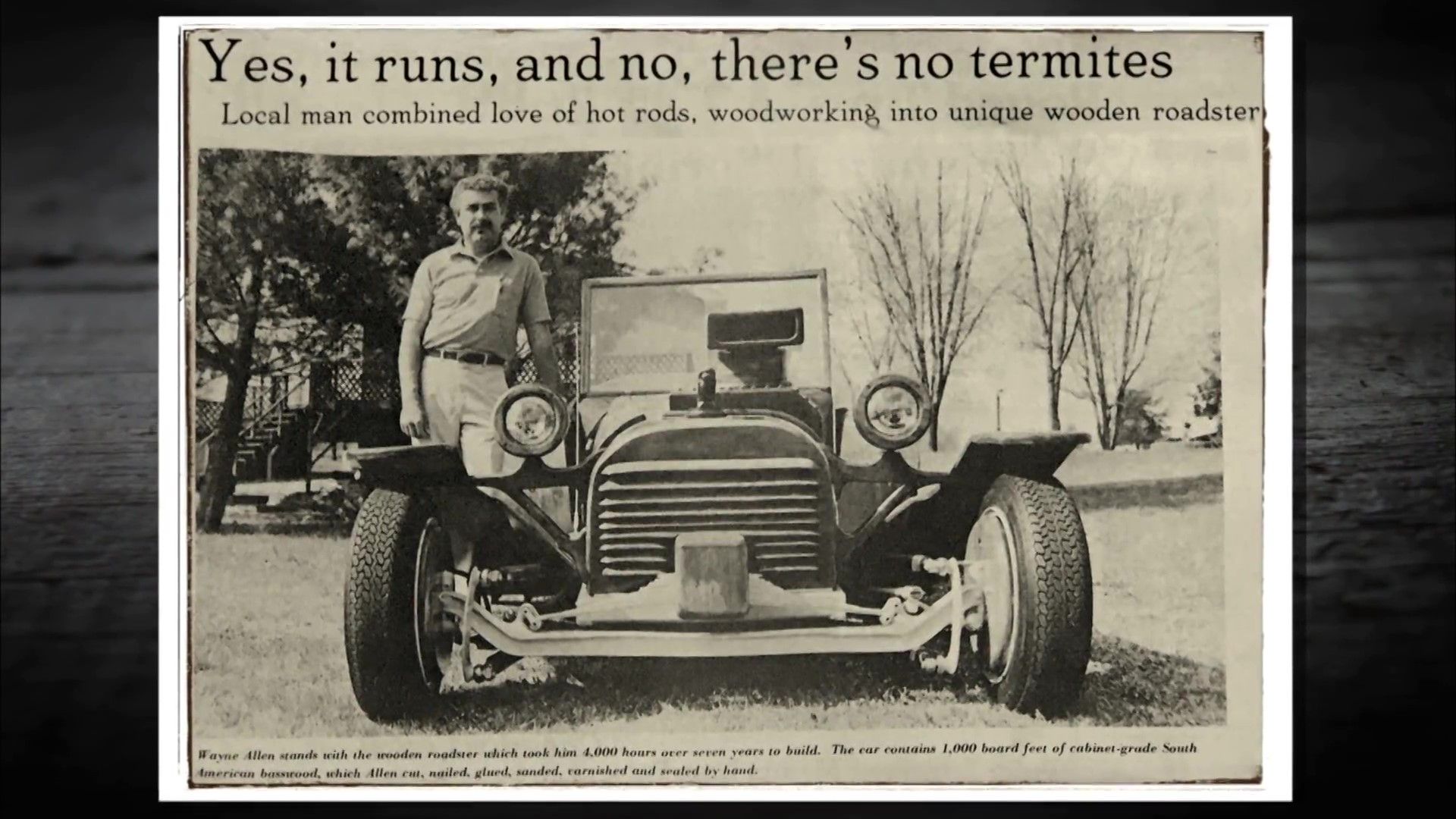 Wayne Allen and the Model-T feature in a Newspaper article circa. '80s