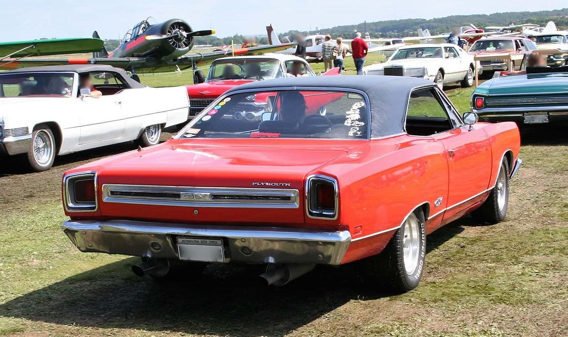 Red Plymouth GTX at a classic car gathering