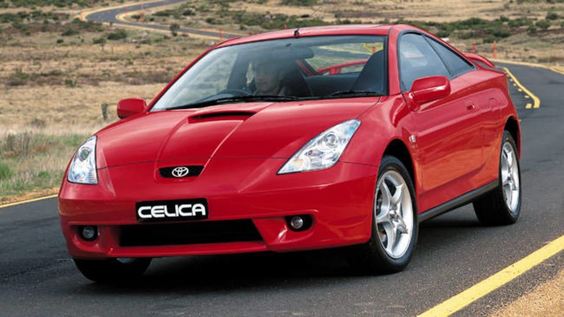 Absolutely Red Toyota Celica on a desert road