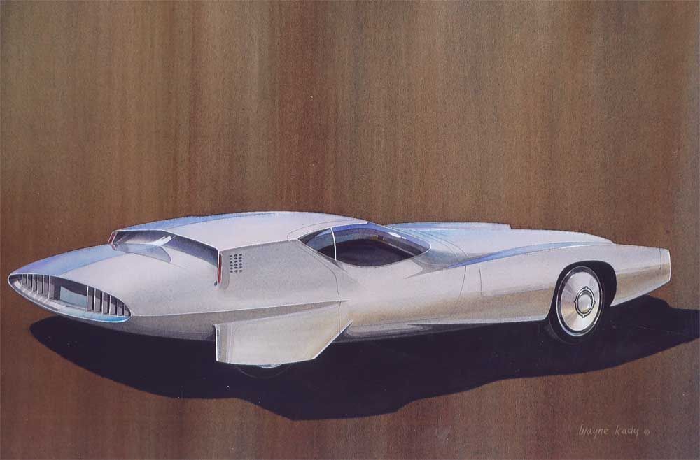 Vintage Car Sketch Auto Body Design Space Age Concept Car
