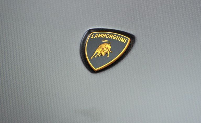 Lamborghini badge on the hood of the Sesto Elemento