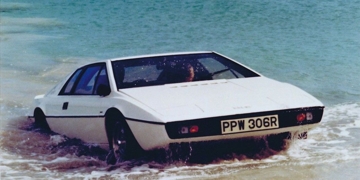 A White 1975 Lotus Espirit Coming Out Of The Sea In The James Bond Movie 'The Spy Who Loved Me'