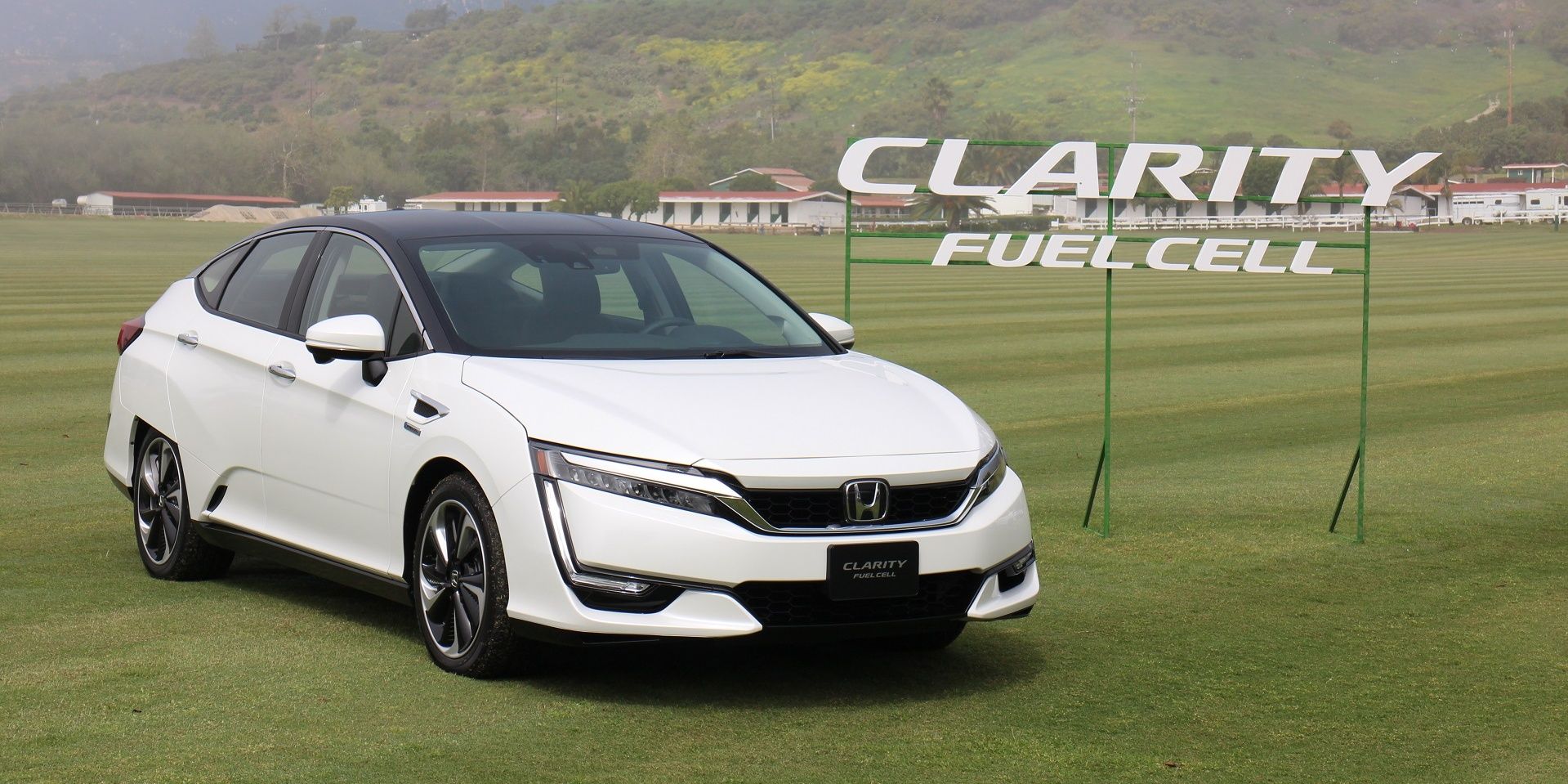 2017 white honda clarity hydrogen fuel cell vehicle