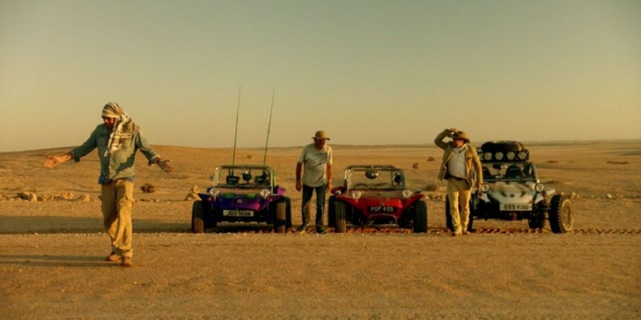 Beach Buggies driven by The Grand Tour Hosts parked in the Namib desert