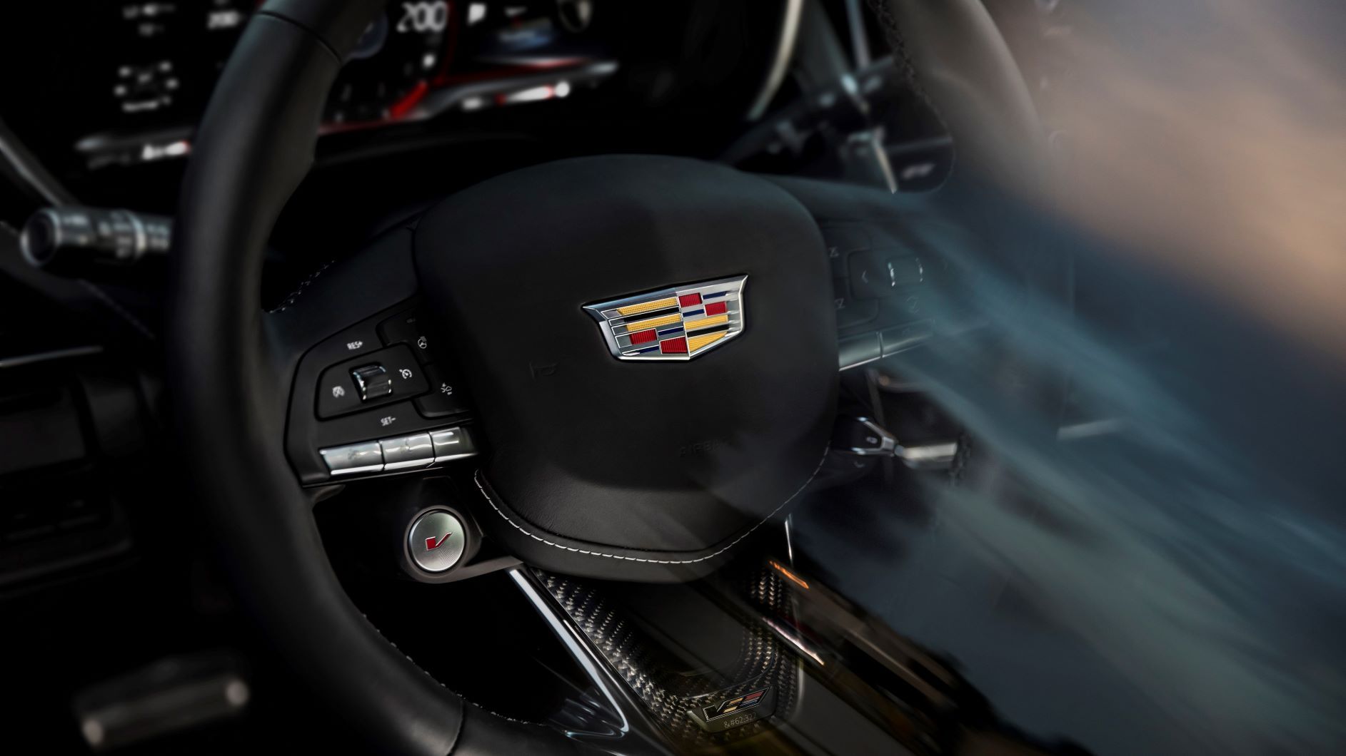 Cadillac CT5-V Blackwing interior teaser steering wheel layout