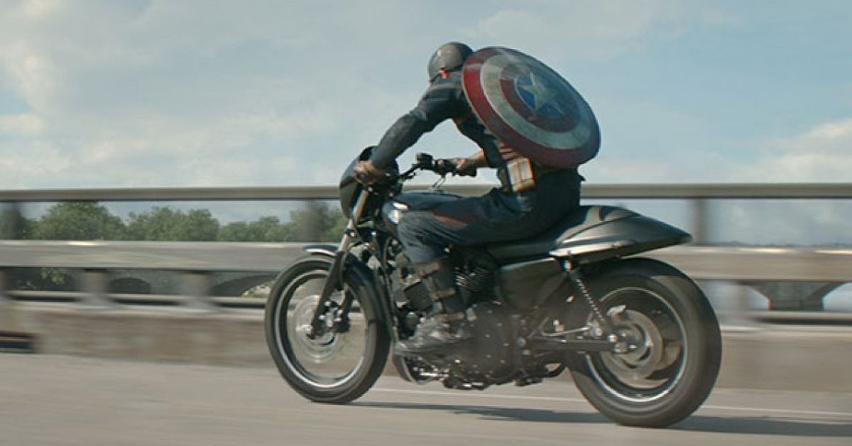 Captain America riding Harley 750