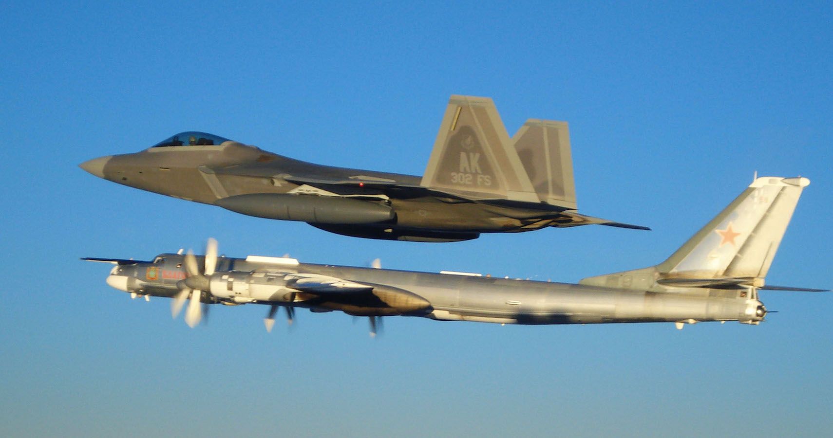 NORAD F22 Raptors Intercept Russian Tu142 Planes In Alaskan ADIZ