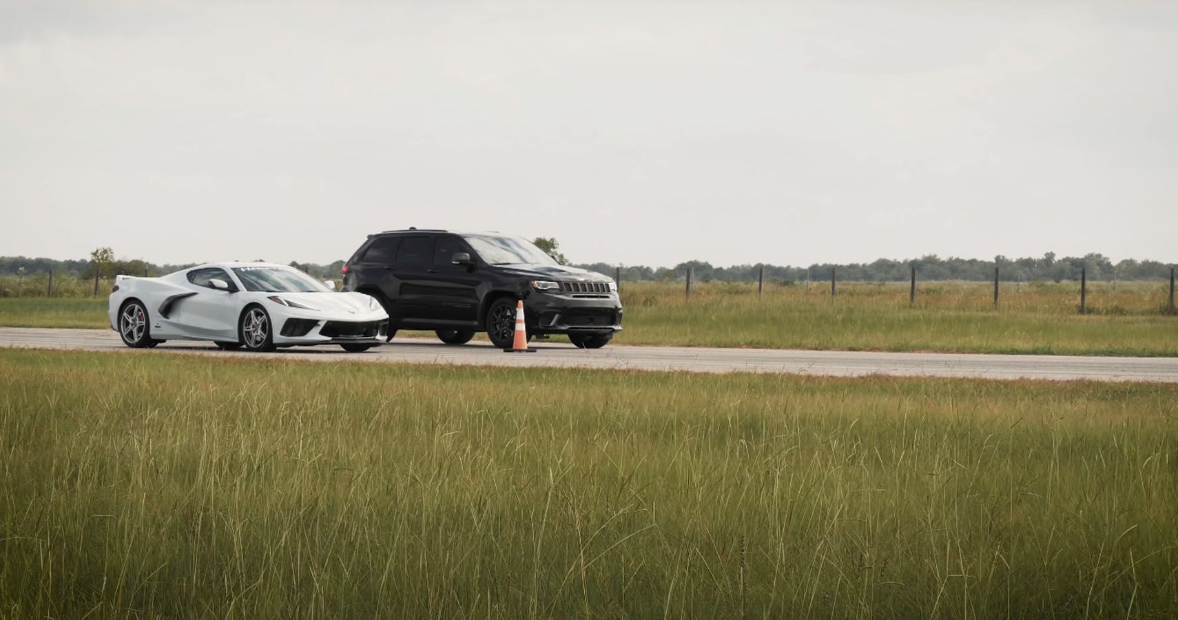 Watch Hennessey Race The HPE1000 Trackhawk Vs C8 Corvette