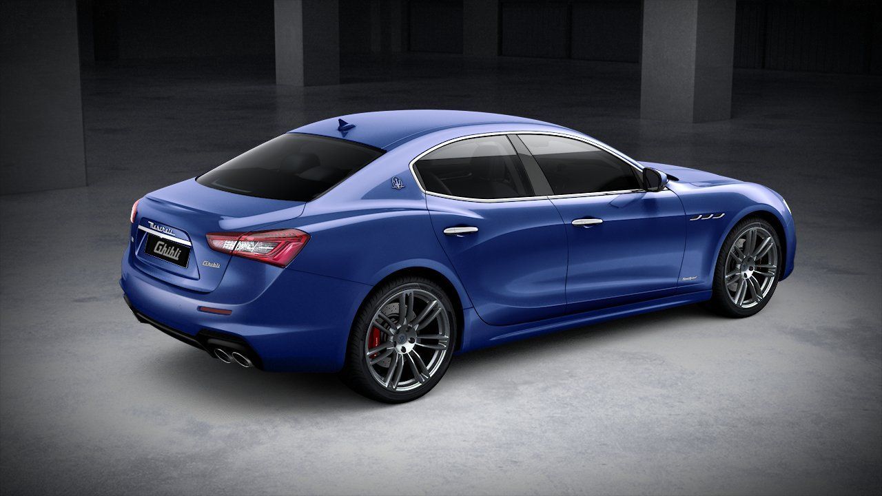 Blue Maserati Ghibli rear