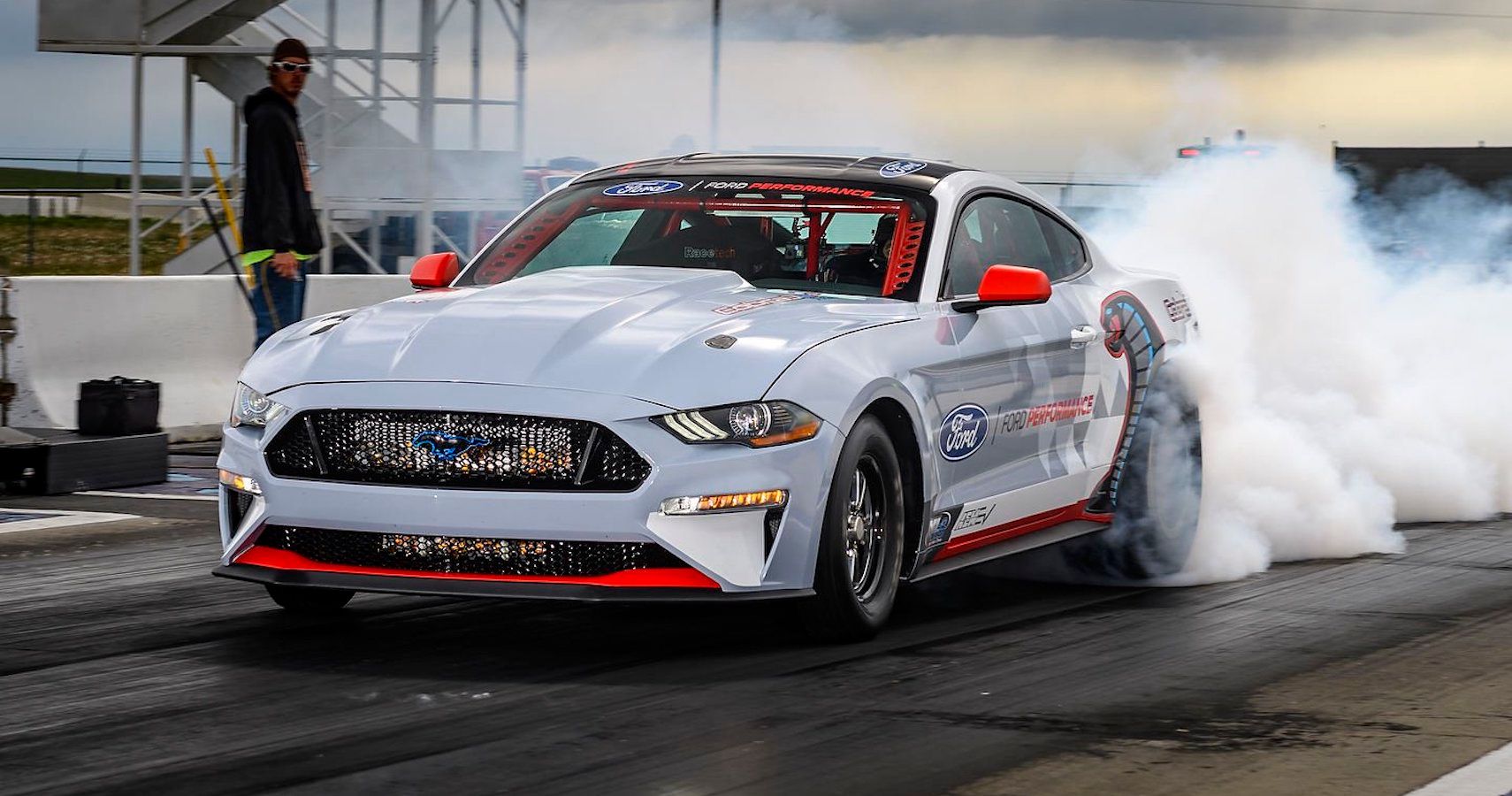 All-Electric Mustang Cobra Jet 1400 Prototype on drag strip