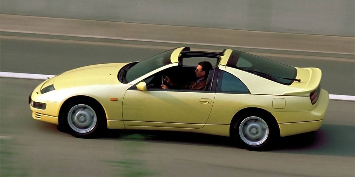 Yellow Fast Nissan Driving T Top 300zx z32