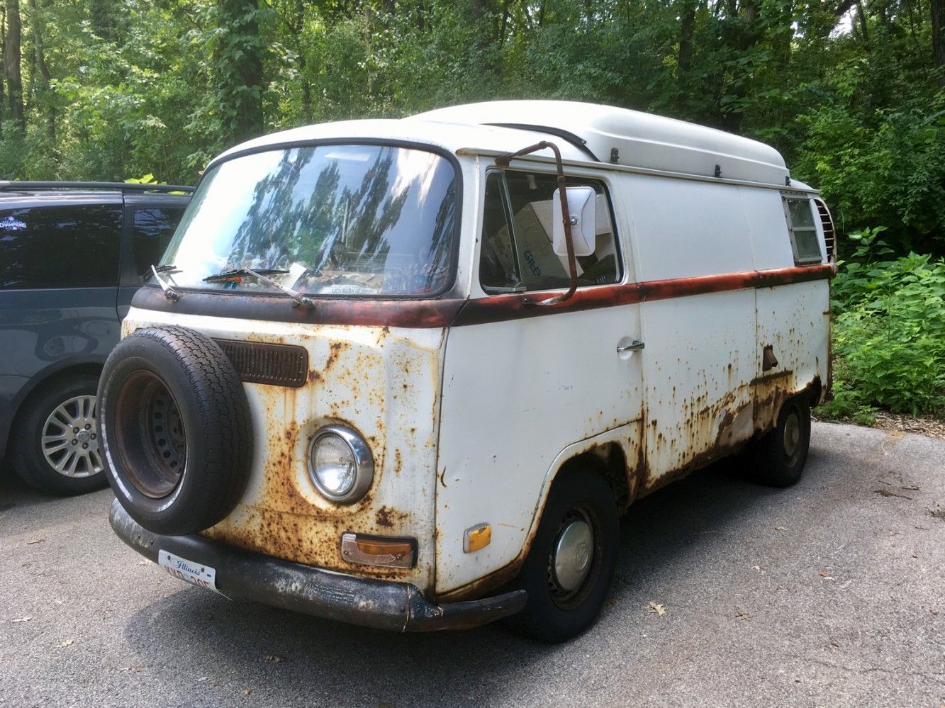 A rusty Volkswagen Westfalia will be expensive to repair