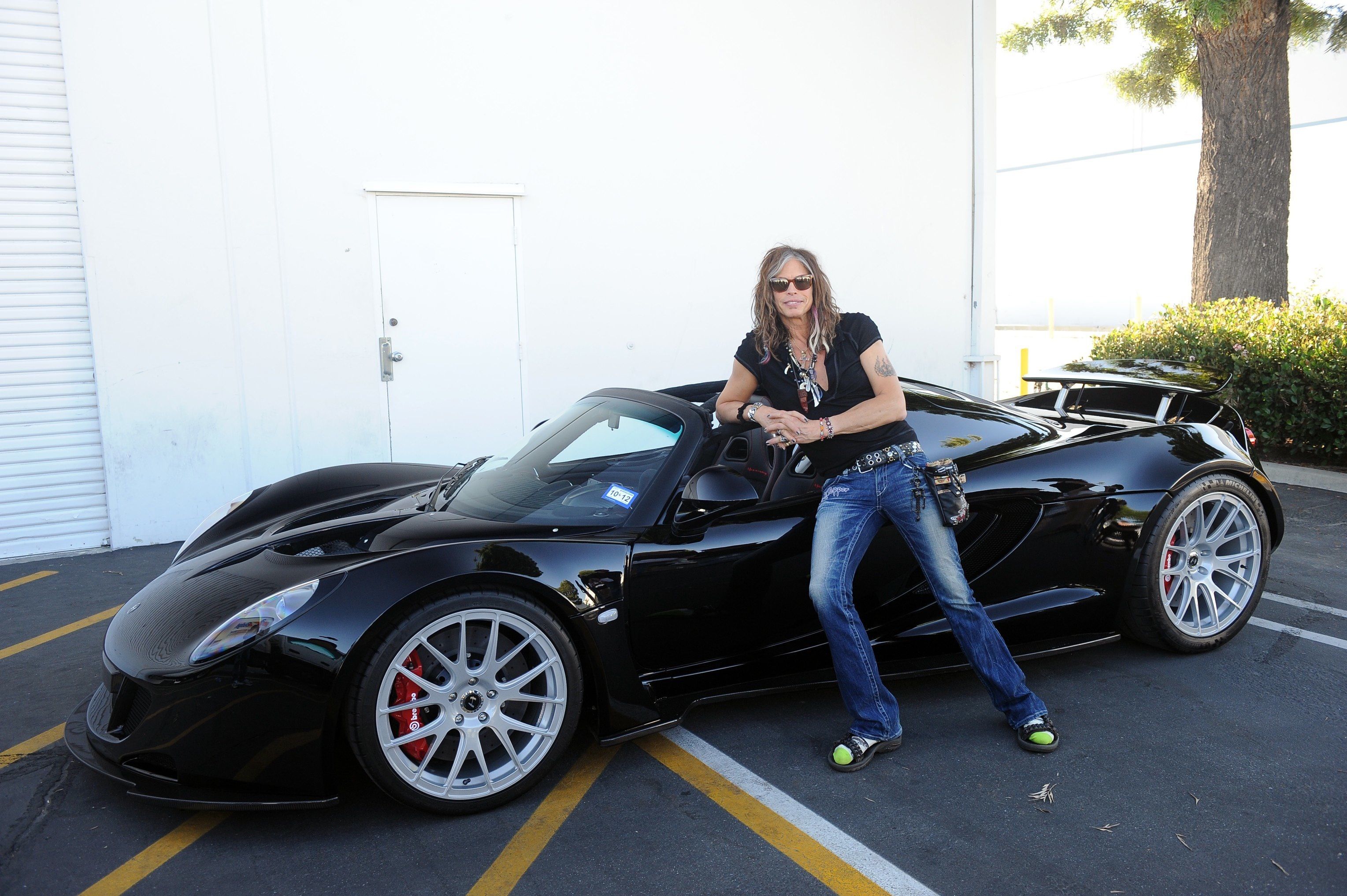 Steven Tyler with his customised convertible