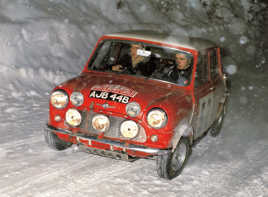 The legendary Mini Cooper S rallycar that won the Monte Carlo Rally 3 times