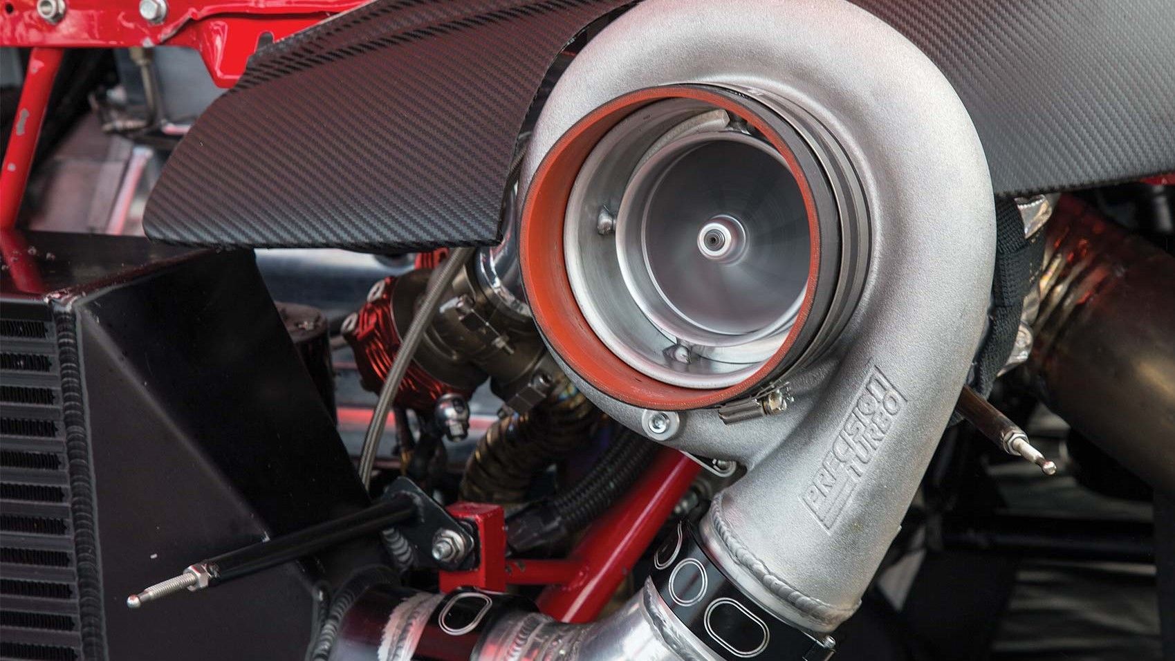 1800 hp mitsubishi eclipse red demon's turbocharger at work