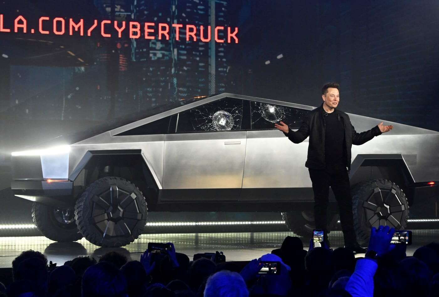 Elon Musk with the Tesla CyberTruck