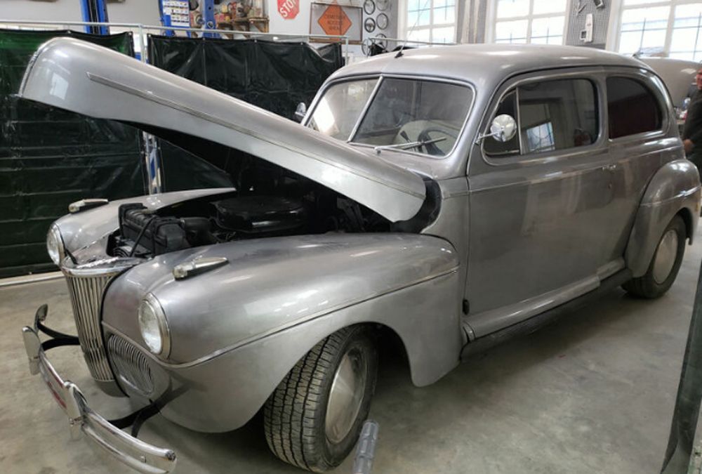 1941 Ford Super Deluxe in Rust Brothers garage left view