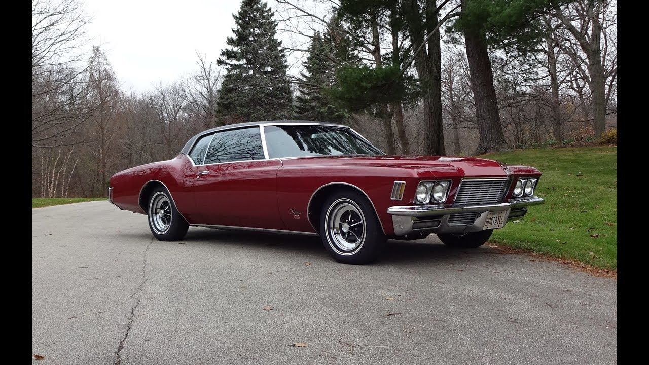Red 1971 Buick Riviera GS on the road