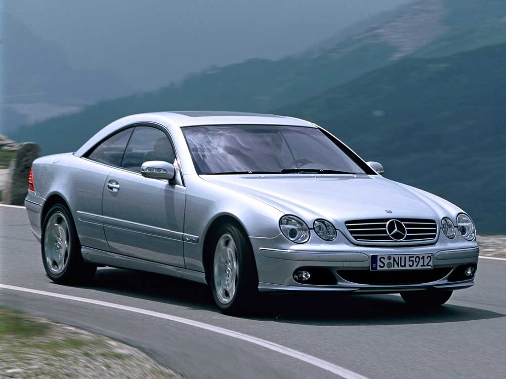 Silver 2003 Mercedes-Benz CL600 On The Move Front 3/4 View
