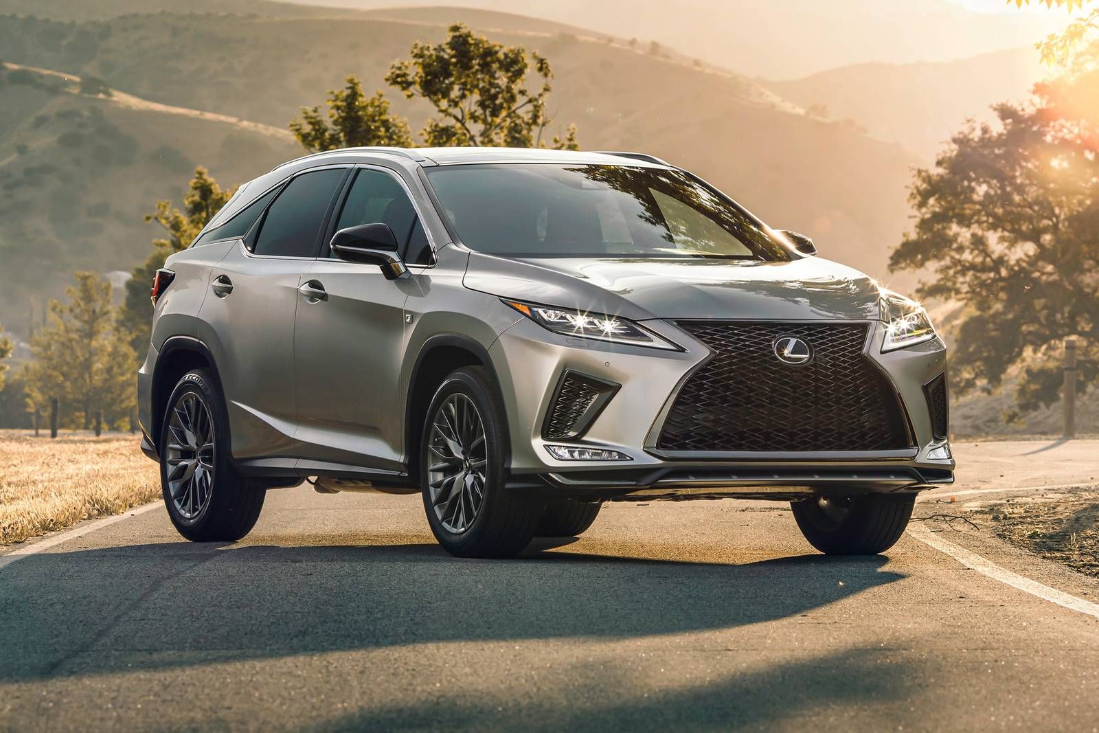 2021 Lexus RX 350 F Sport parked on road at sunrise