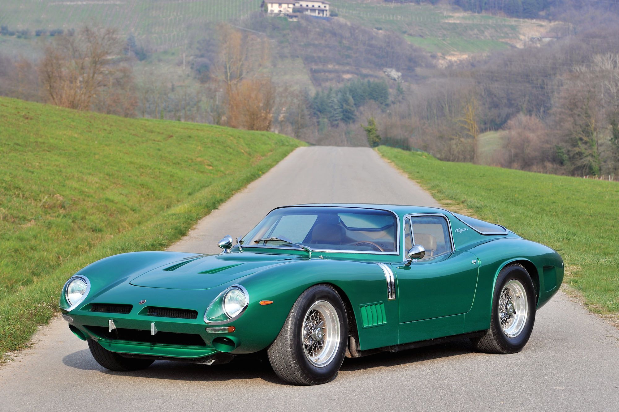 Bizzarrini 5300 GT Strada in the middle of the road